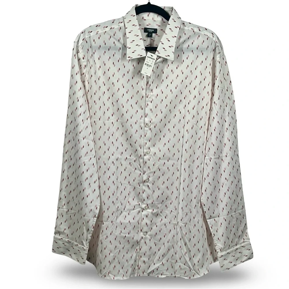 Express Slim 1MX Printed Dress Shirt Men's Size XL Career Office Preppy